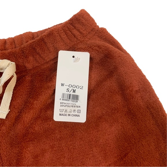 Yuna Fashion Fleece Drawstring Cozy Lounge Pants Size Small Medium Burnt Orange - Picture 9 of 15